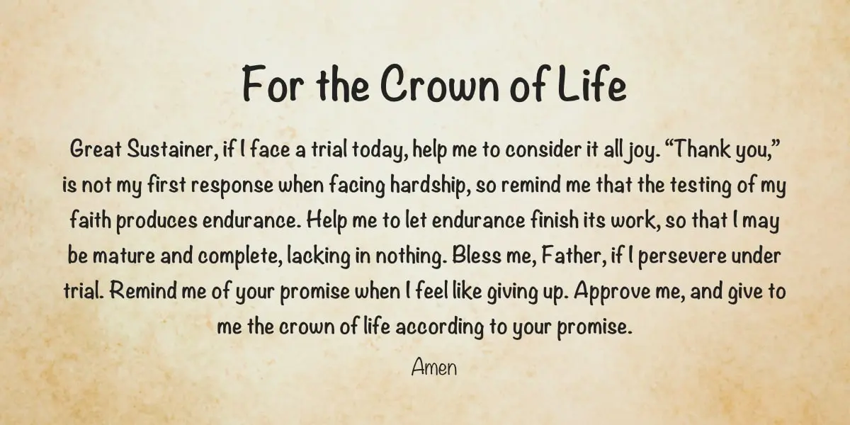 Prayer: For the Crown of Life