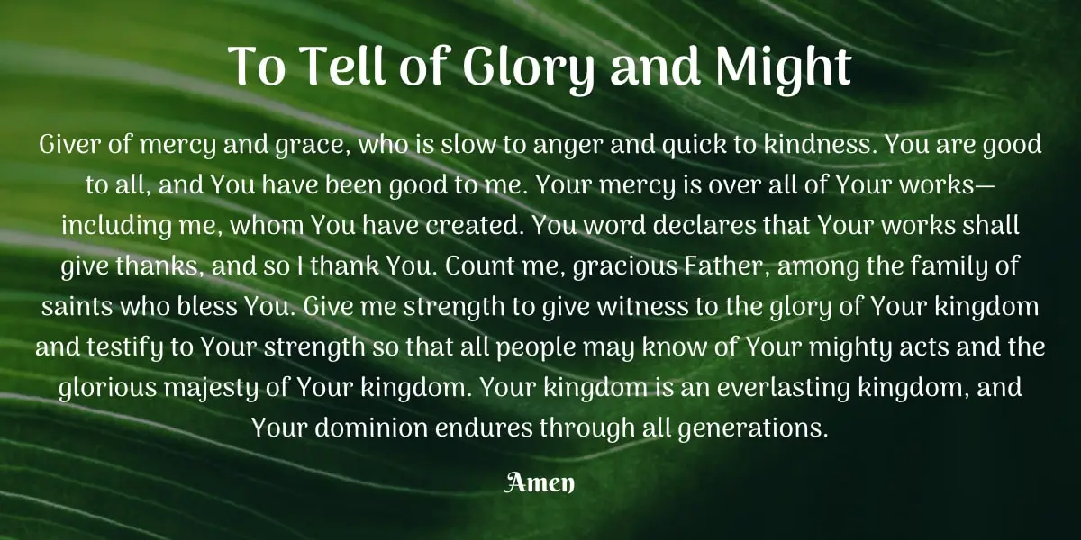 Prayer: To Tell of Glory and Might