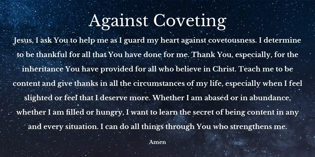 Prayer: Against Coveting