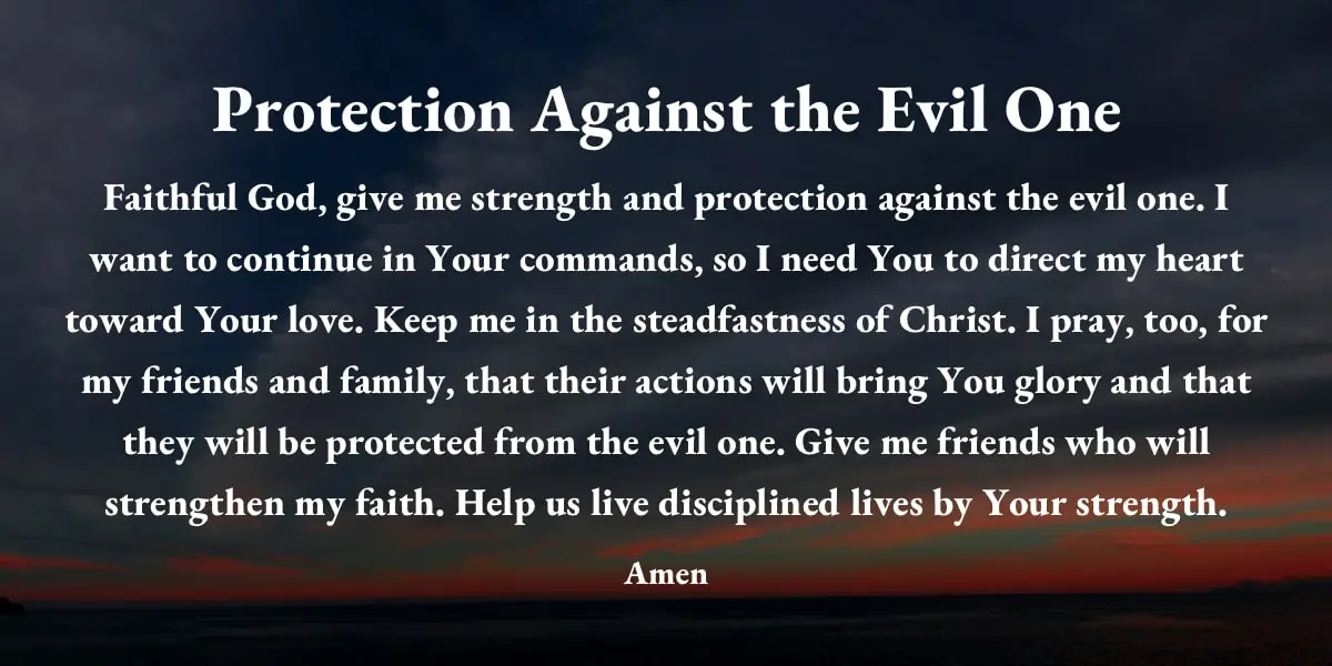 Prayer: Protection Against the Evil One