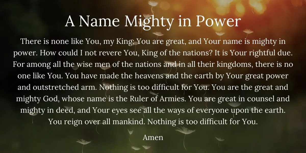 A Prayers for Strength: A Name Mighty in Power